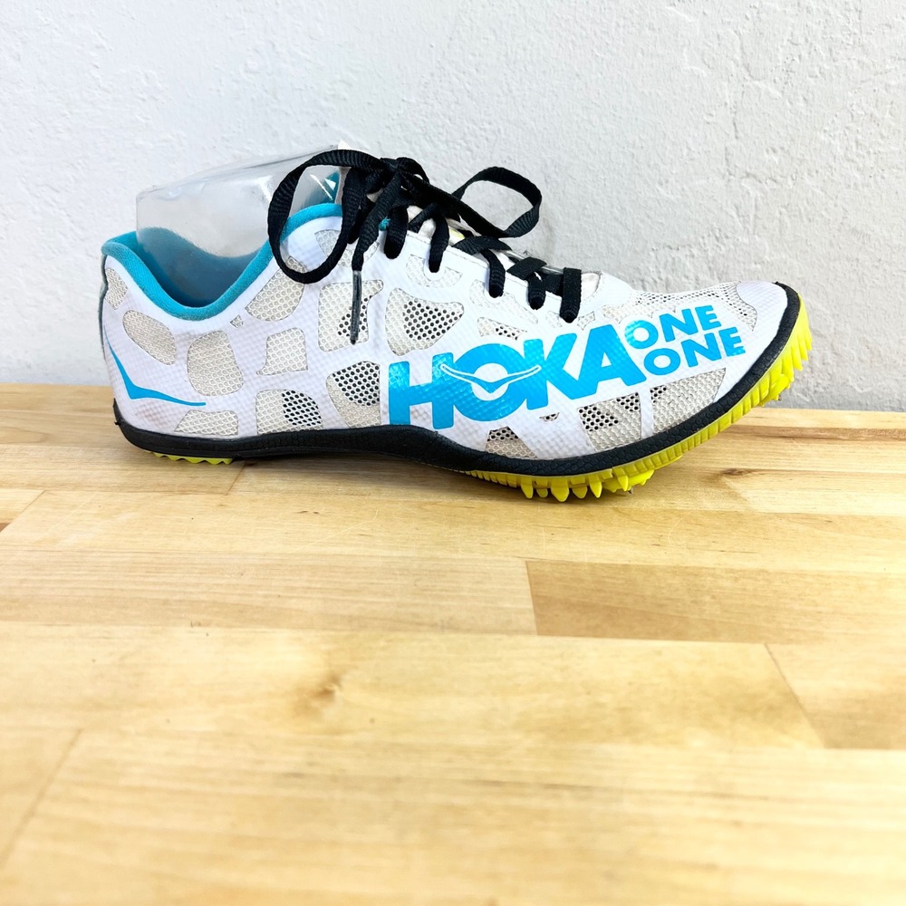 Hoka One One Rocket MD Track Field Spike Shoes Women's‎ Size 8 White Blue Yellow